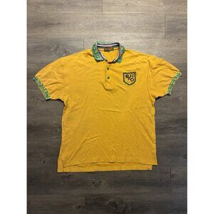 Vintage Kenzo Golf Paris Shirt XL Yellow Polo Spellout Logo Cotton Pique 90s 5